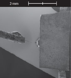 (Figure 1) Top view of AFM and nanowire on positioner.
